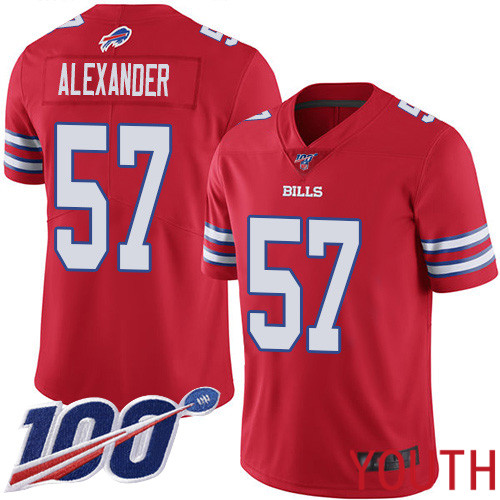 Youth Buffalo Bills #57 Lorenzo Alexander Limited Red Rush Vapor Untouchable 100th Season NFL Jersey